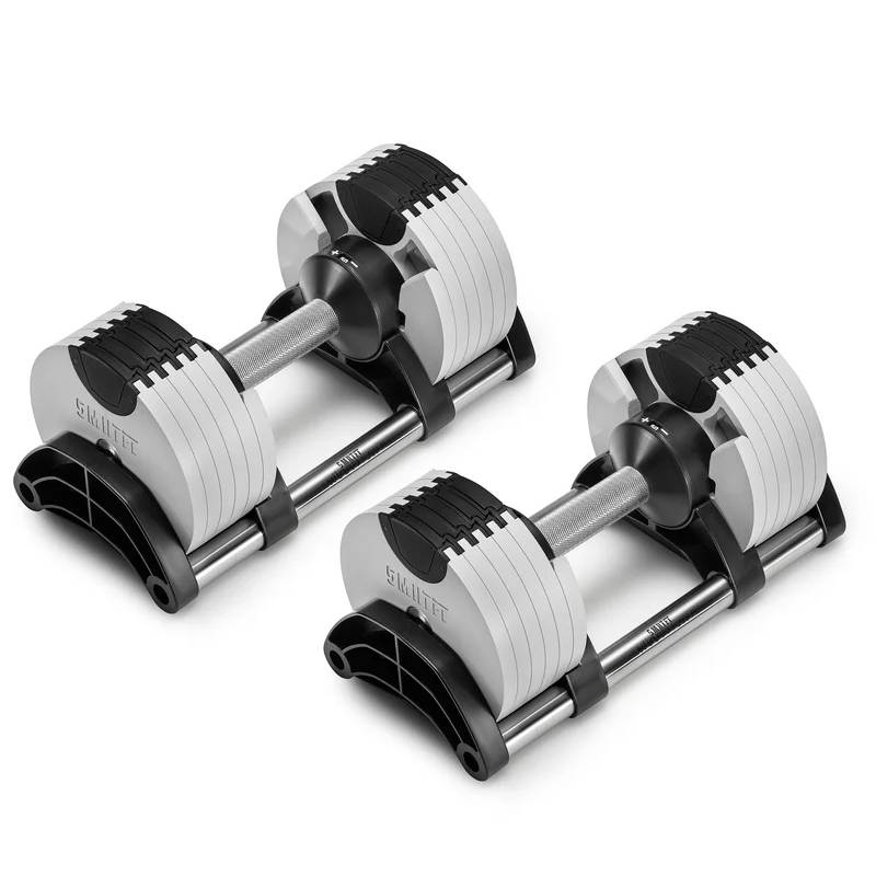 SMRTFT Nuobells - 5-50lb Adjustable Dumbbell Pair - Ash