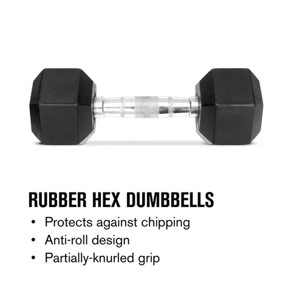 Weider, 35lb Rubber Hex Dumbbell, Single