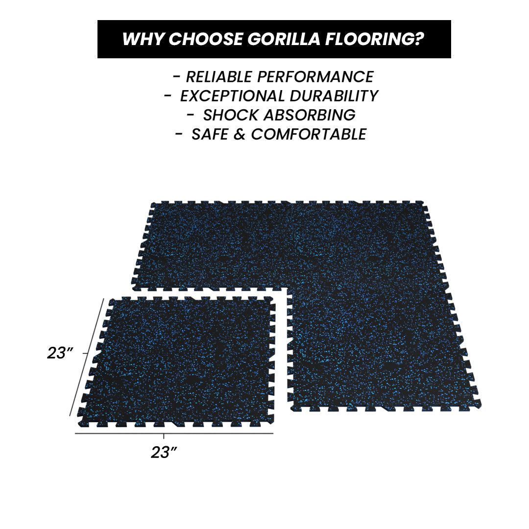 Gorilla 2 x 2 8mm Interlocking Rubber Tile - Blue - Single or 12 Pack