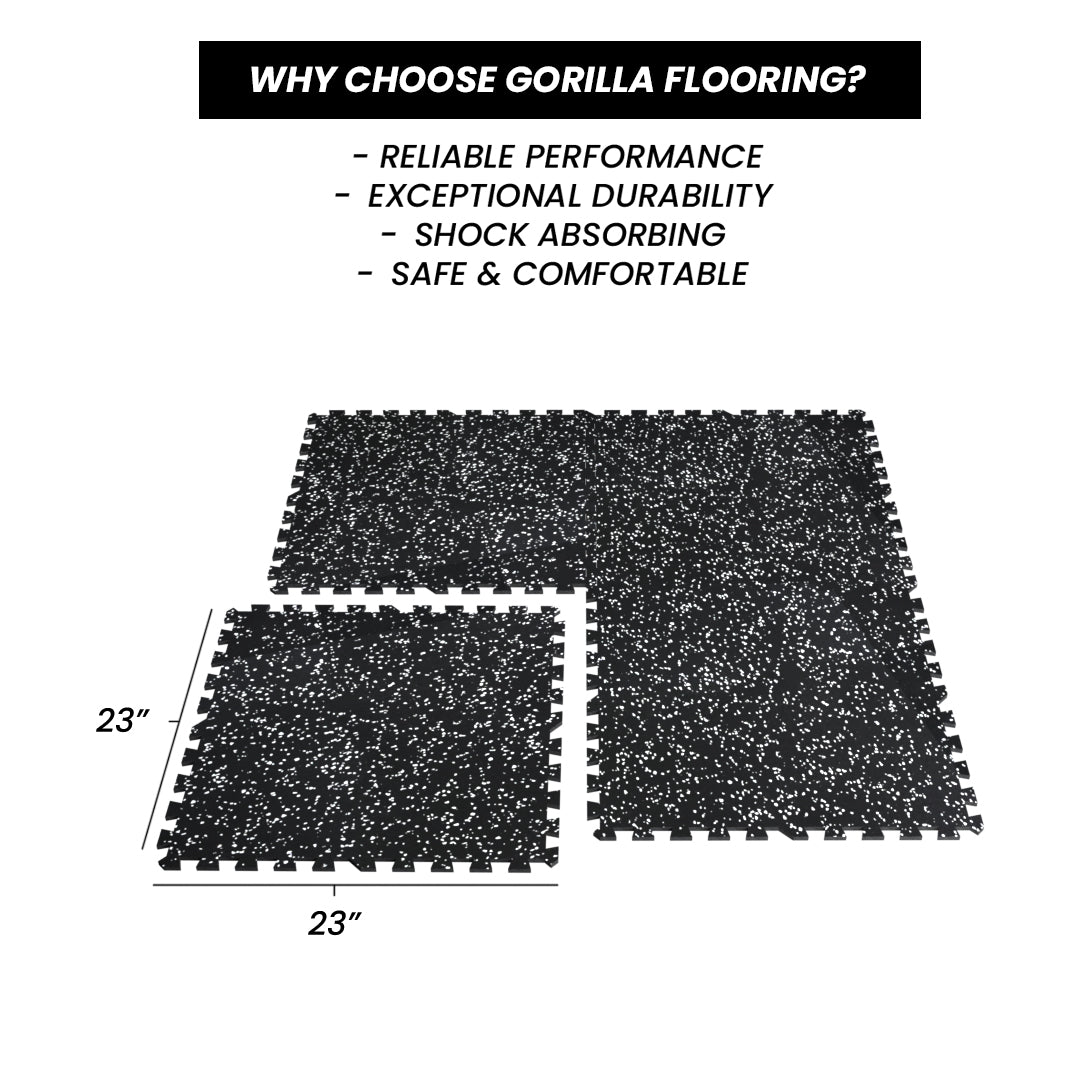 Gorilla 2 x 2 8mm Interlocking Rubber Tile - Gray - Single or 12 Pack