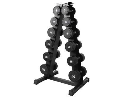 5-30LBS URETHANE ROUND DUMBBELL SET WITH STAND