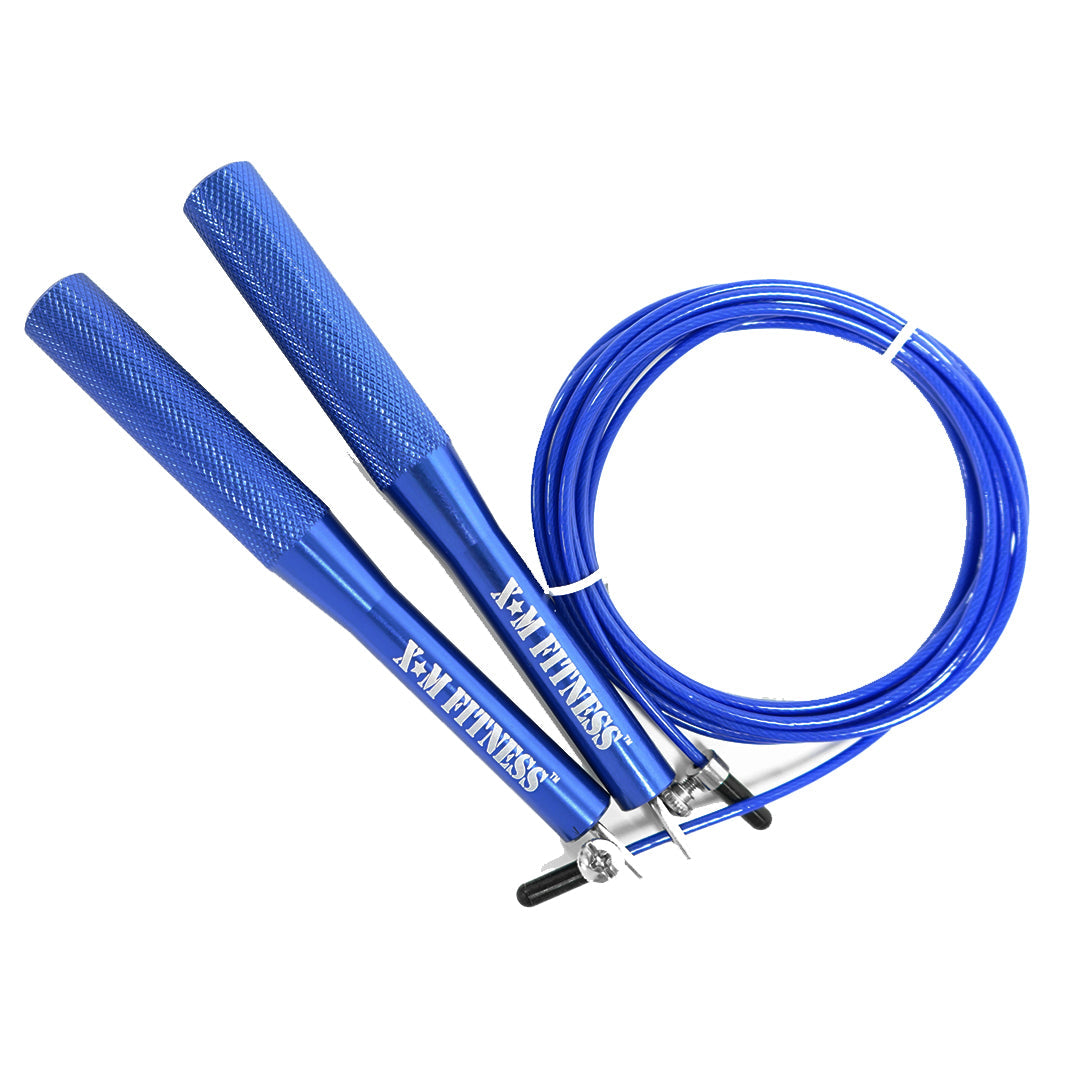 XM FITNESS Aluminum Cable Speed Jump Rope - Blue