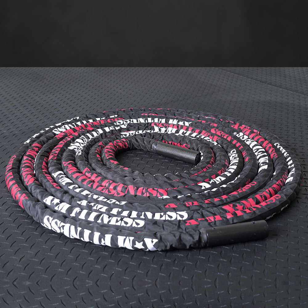 XM FITNESS 50’ Premium Battle Rope w/Sleeve - 1.5” thick Gym Rope