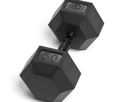 50lb Virgin Rubber Hex Dumbbell No Odour SDVR-50 Strength & Conditioning Canada.