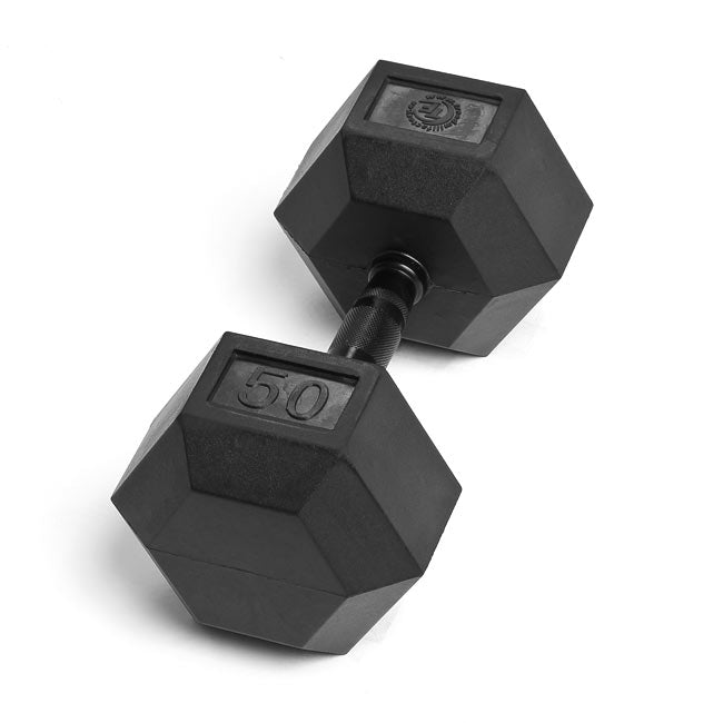 50lb Virgin Rubber Hex Dumbbell No Odour SDVR-50 Strength & Conditioning Canada.