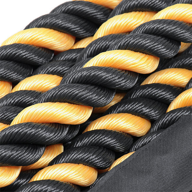 Black / Yellow Nylon 50' Undulation Battle Rope Strength & Conditioning Canada.