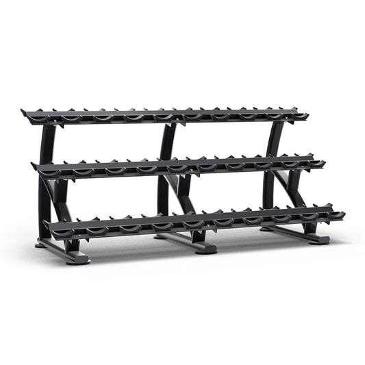 Element Fitness 3-Tier Fixed Pro-Style Dumbbell Saddle Rack | 15 Pairs Strength & Conditioning Canada.