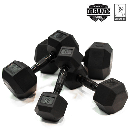 50lb Virgin Rubber Hex Dumbbell No Odour SDVR-50 Strength & Conditioning Canada.